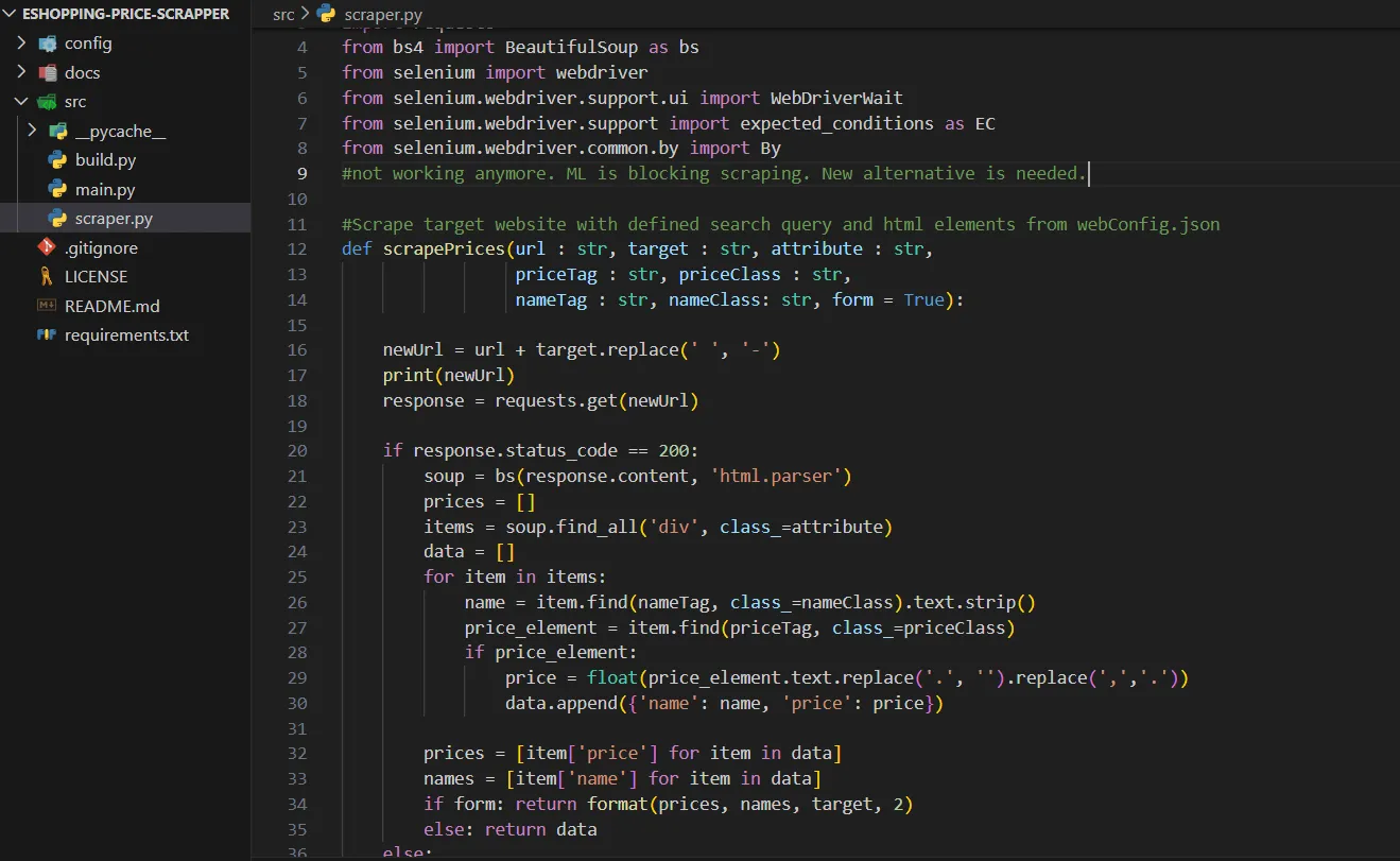 eshopping price scraper